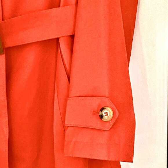 Ralph Lauren Black Label Mid-Length Belted Orange Trench Coat Womens Size M - Picture 7 of 11